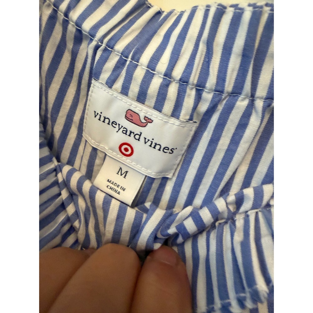Vineyard Vines for Target Blue White Striped Off Shoulder Ruffle Bardot Top M - Picture 3 of 6